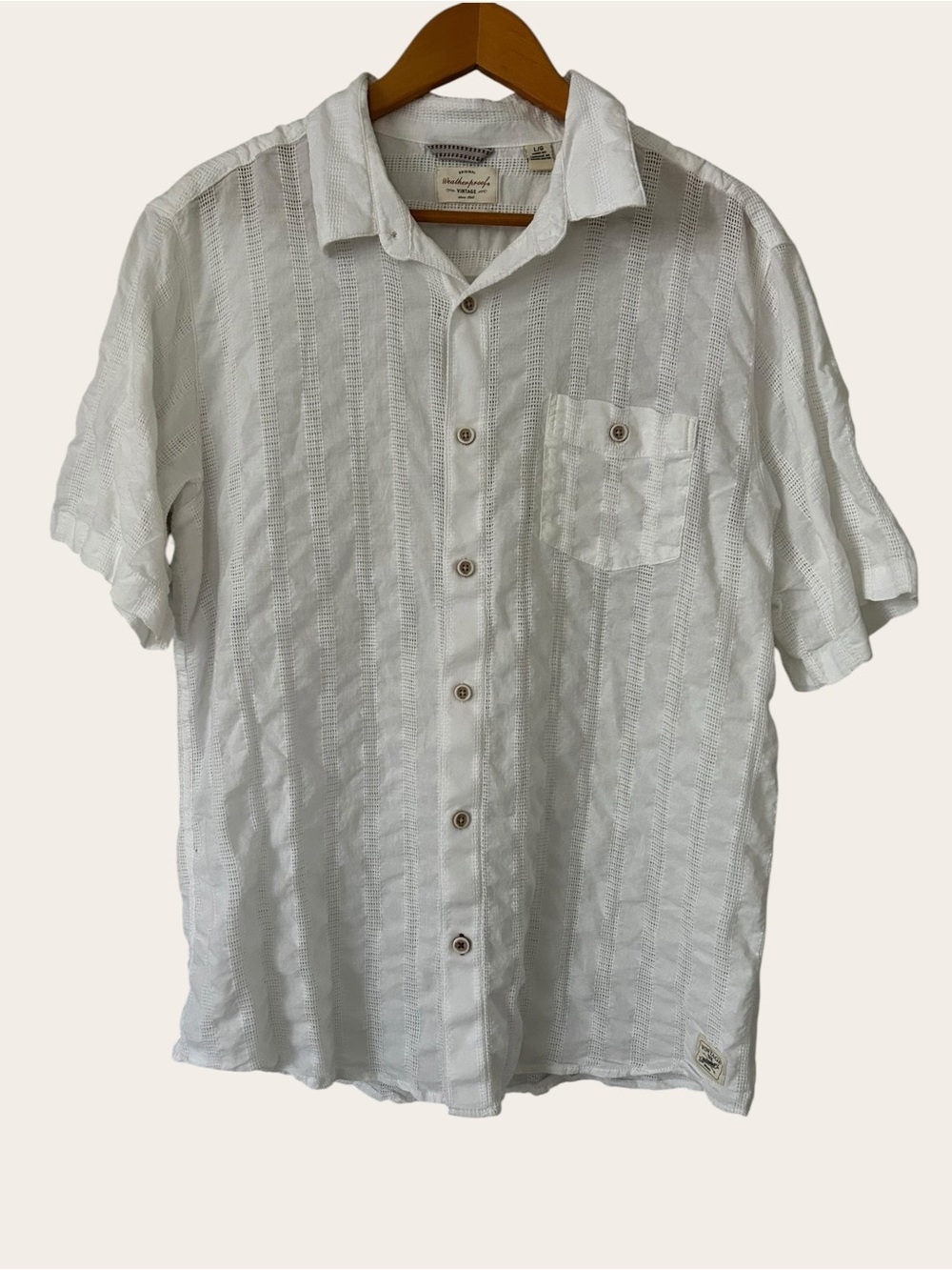 Weatherproof White Short-Sleeve Button-Down Casual Shirt